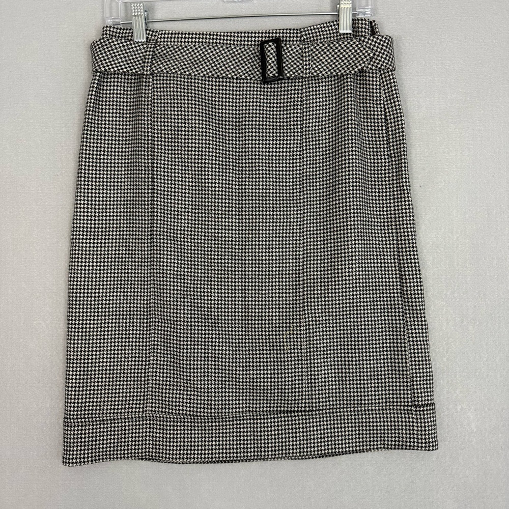 Talbots Skirt Women's Size 2 Black‎ and White Checkered Pencil Skirt Wool Blend